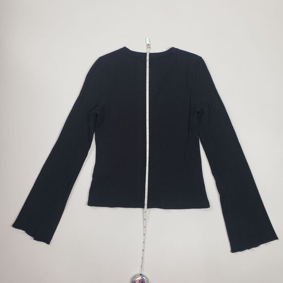 Madewell Flared-Sleeve Cardigan Women’s Medium Black Button Front Sweater Top - Picture 10 of 16